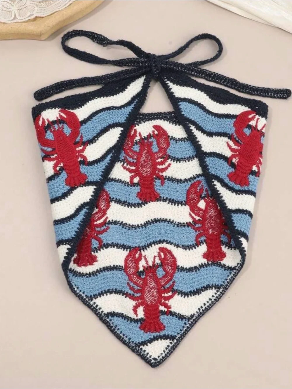 NWT ⚜️🦞⚜️ Piper K Lobster Knit Bandana Hair Scarf
